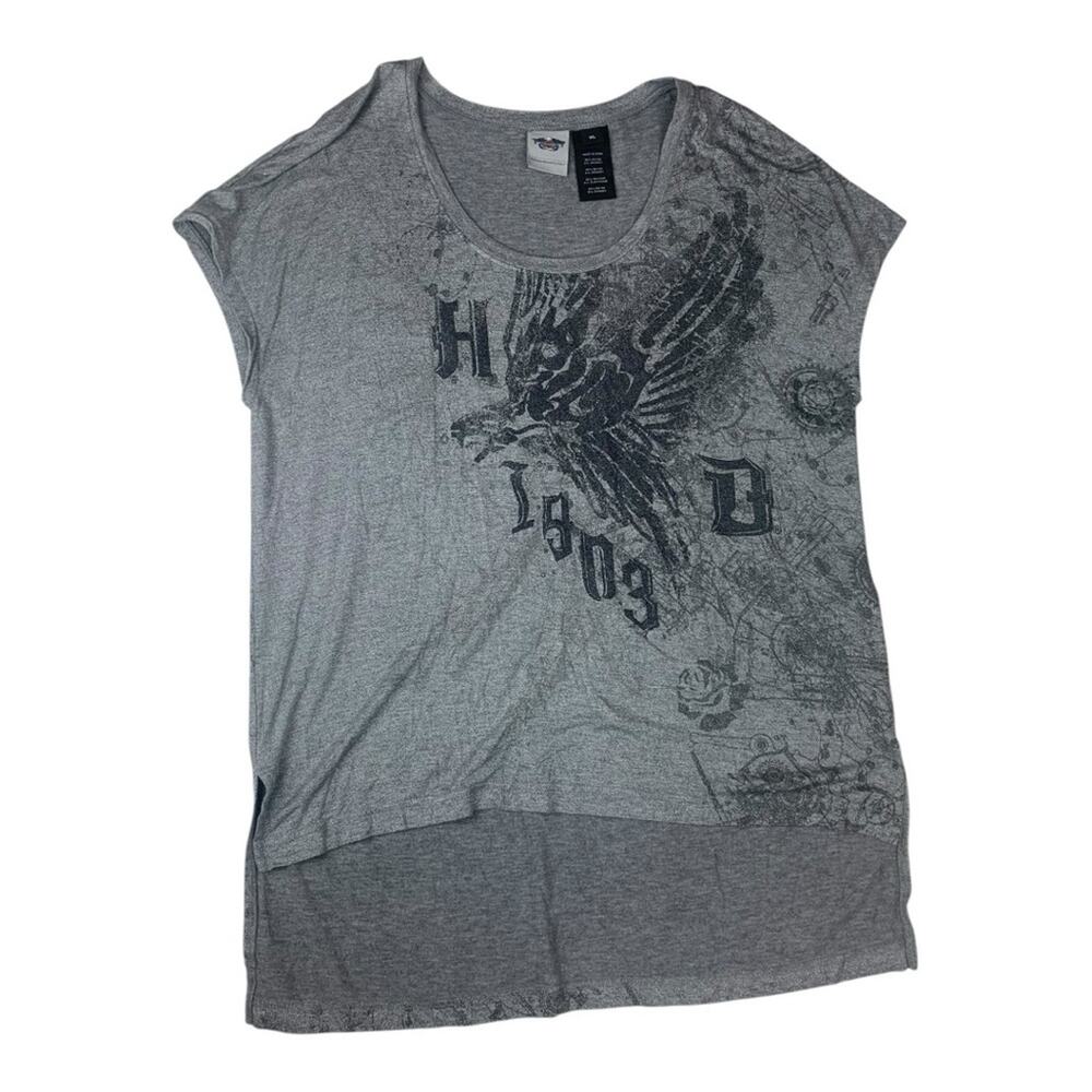 Harley-Davidson women's XL Gray motor cycle Tee short sleeve hi lo